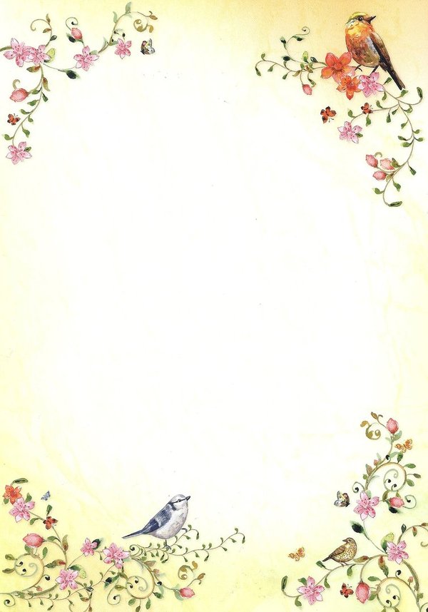 Briefpapier Vögel und Blumen Tatmotive