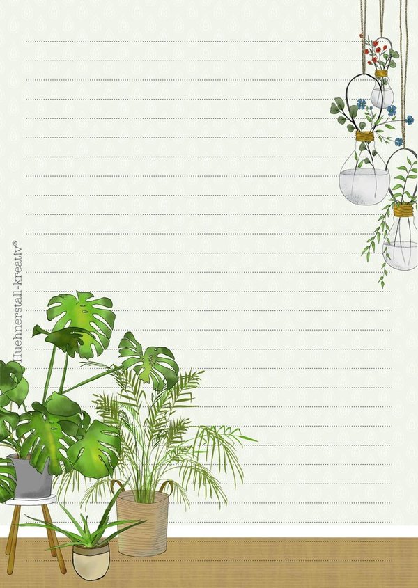 Letter Pad Indoor Plants in green Hühnerstall Kreativ A5