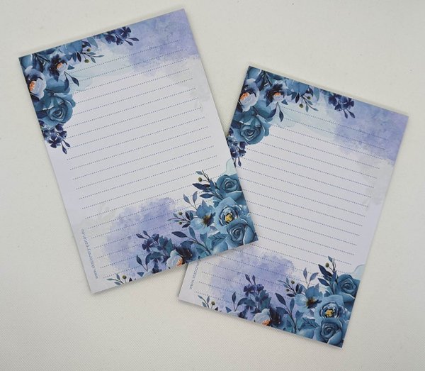 Letter Pad Blue Flowers A5 Stationery Parlor