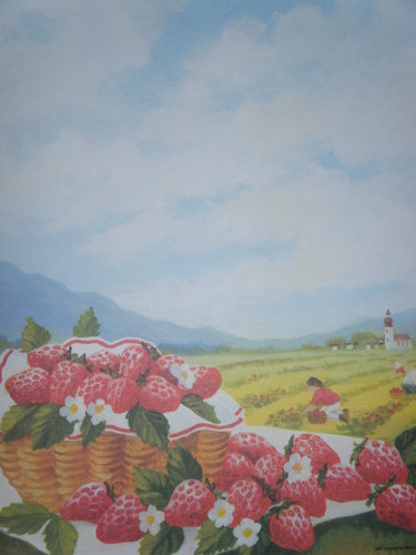 Briefpapier Erdbeeren Menucard
