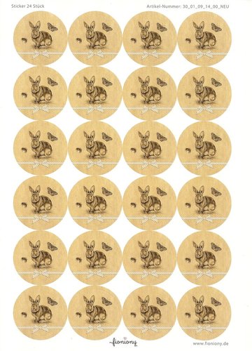 Stickerbogen mit 24 Stickern Häschen Fioniony