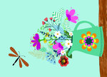 Card Flower Vase Hühnerstall Kreativ