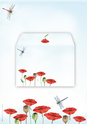 Briefpapier-Set Klatschmohn Libelle Floris