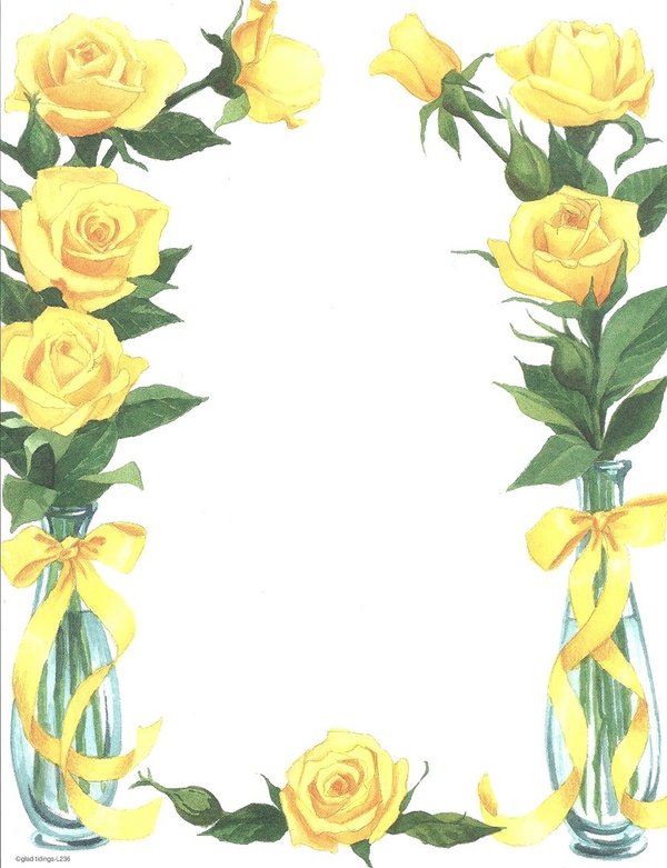 Letter Paper Yellow Roses Glad Tidings