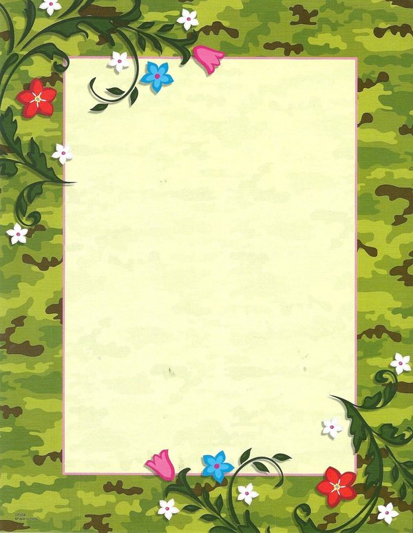 Letter Paper Camouflage Flowers USA