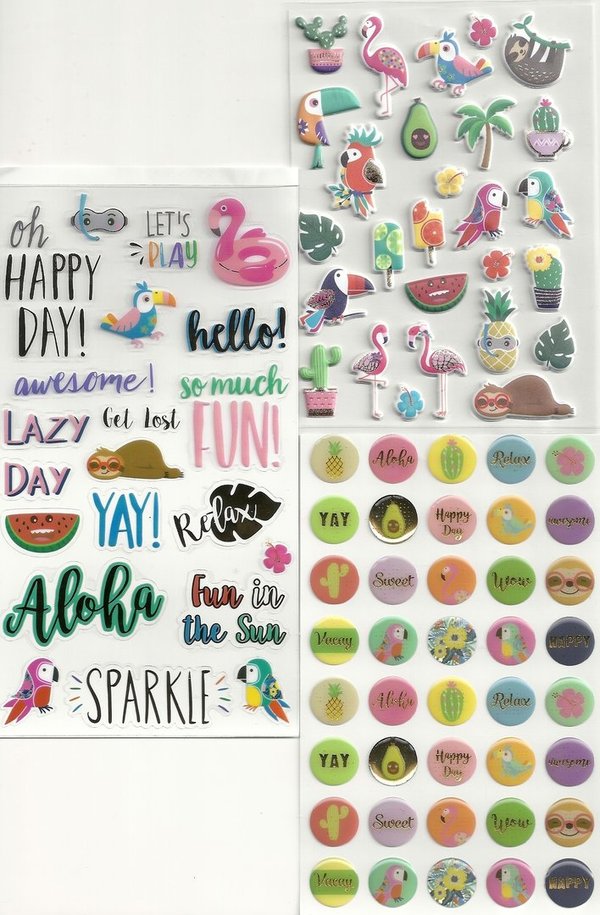 Sticker Mix Tropical Rayher 3 Sheets