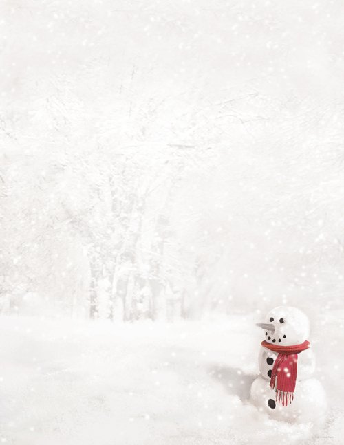 Letterhead Snowman Red Scarf Great Papers
