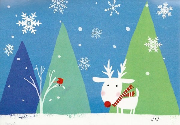 Christmas Card Rudolph Leanin Tree USA - Doreens  Briefpapierwelt-Online-Stationery Shop
