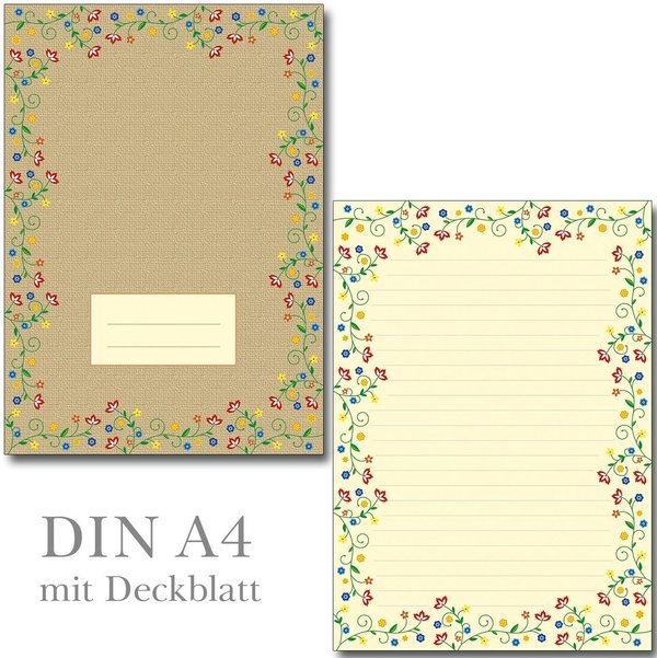 Letter Pad Flowers with lines IdeenStadl