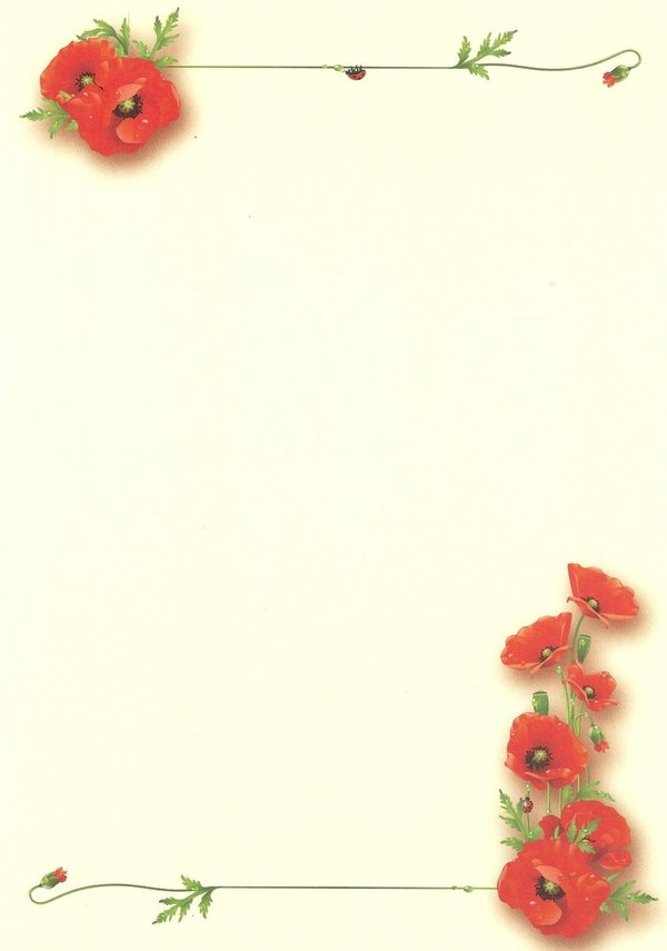 Letter Paper Poppies Paper Media A4