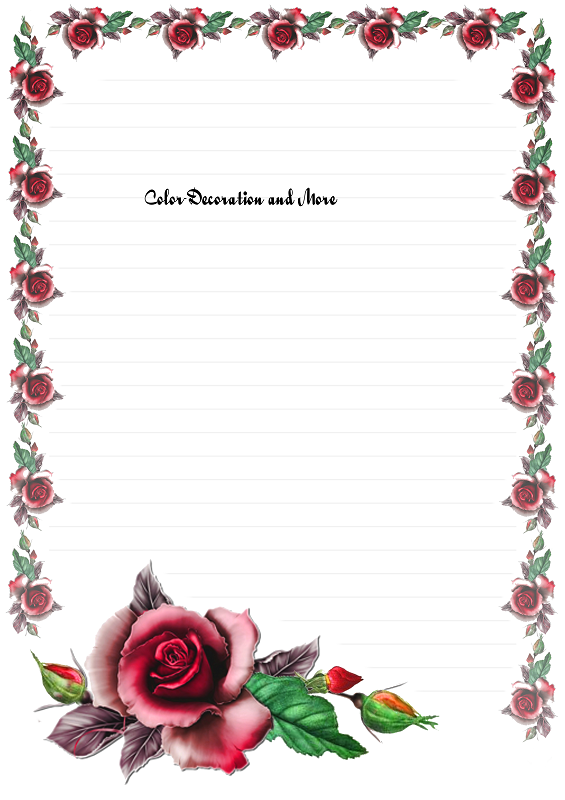 Letter Paper Red Roses lined ehre_bern ebay
