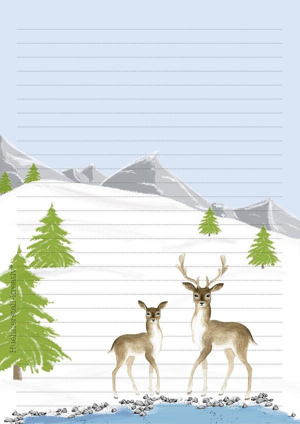 Letter Pad Deers in Winter A5 Hühnerstall Kreativ