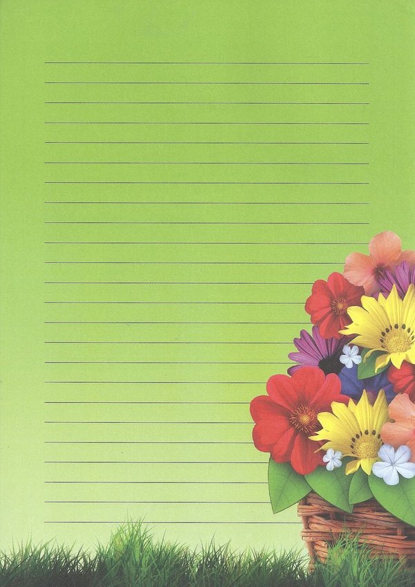 Briefpapier Blumenkorb liniert Labelparadies