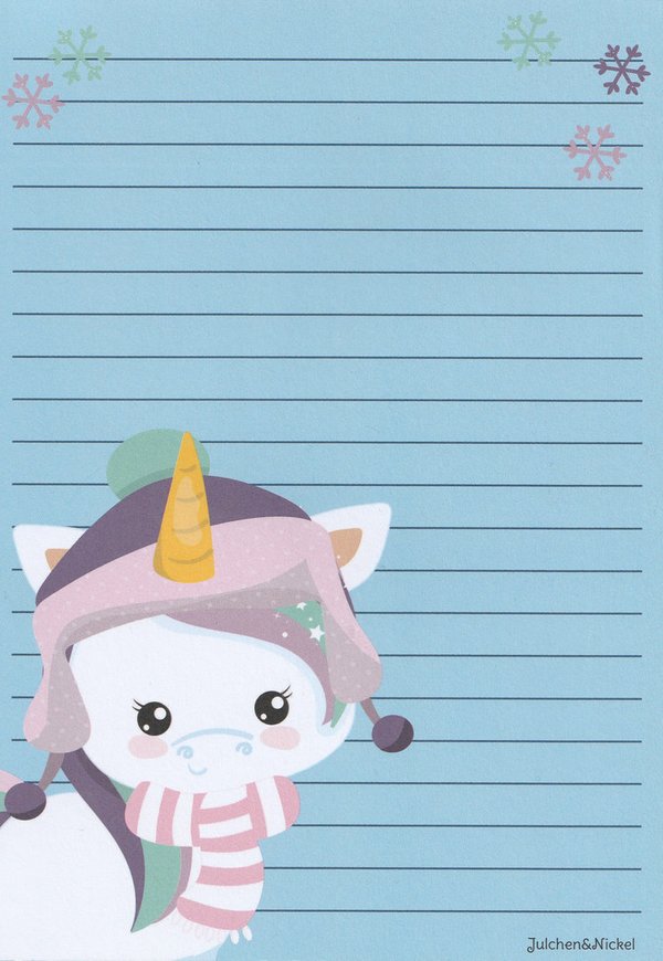 Letter Pad Unicorn Julchen&Nickel A5 with lines