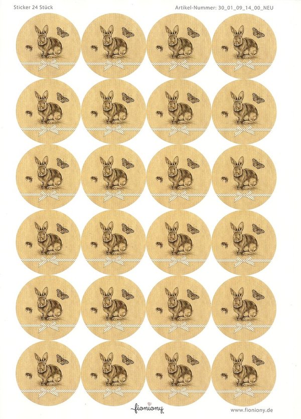 Sticker Sheet with 24 stickers Rabbit Fioniony