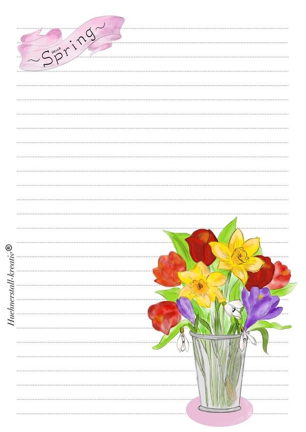 Letter Pad Spring Flowers Hühnerstall Kreativ A5