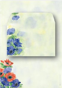 Briefpapier-Set Anemone rot blau Floris