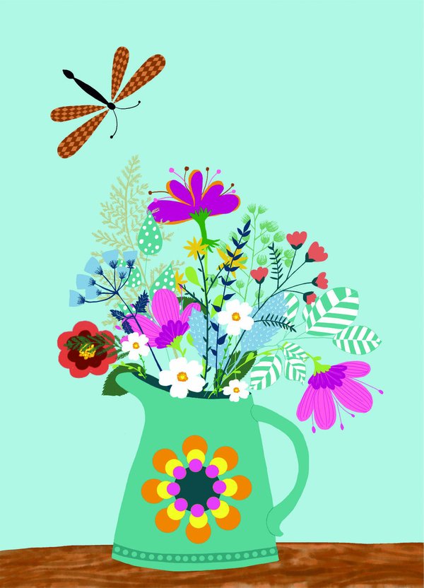 Card Flower Vase Hühnerstall Kreativ