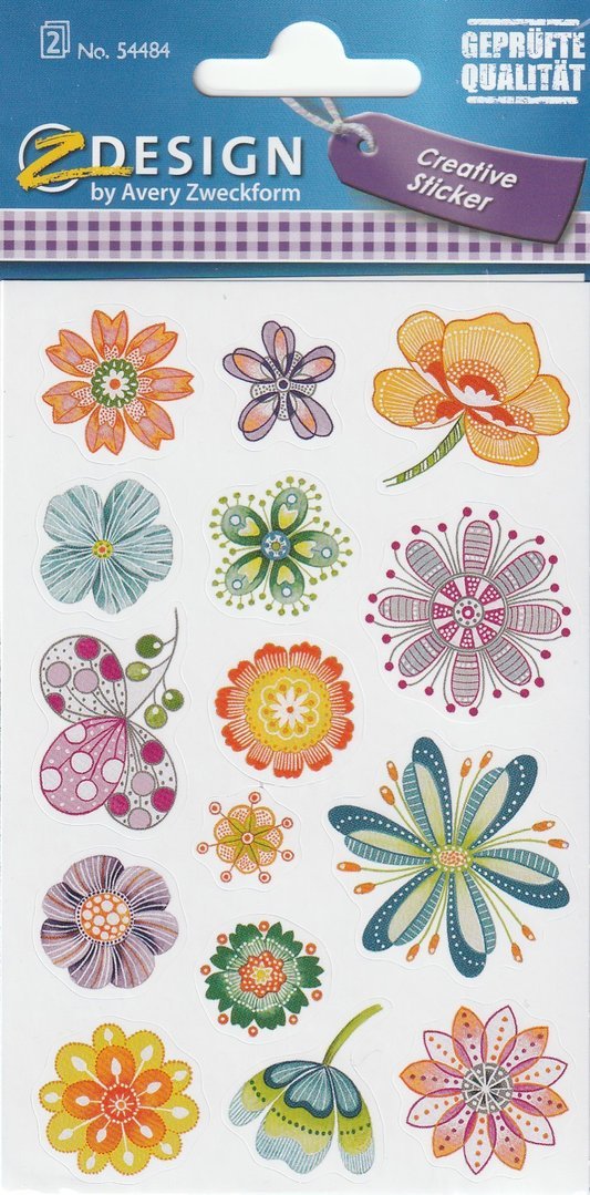 Sticker Colourful Flowers Avery Zweckform