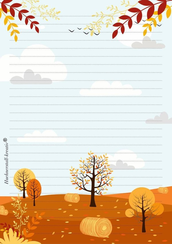 Letter Pad Autumn Trees Hühnerstall Kreativ A5
